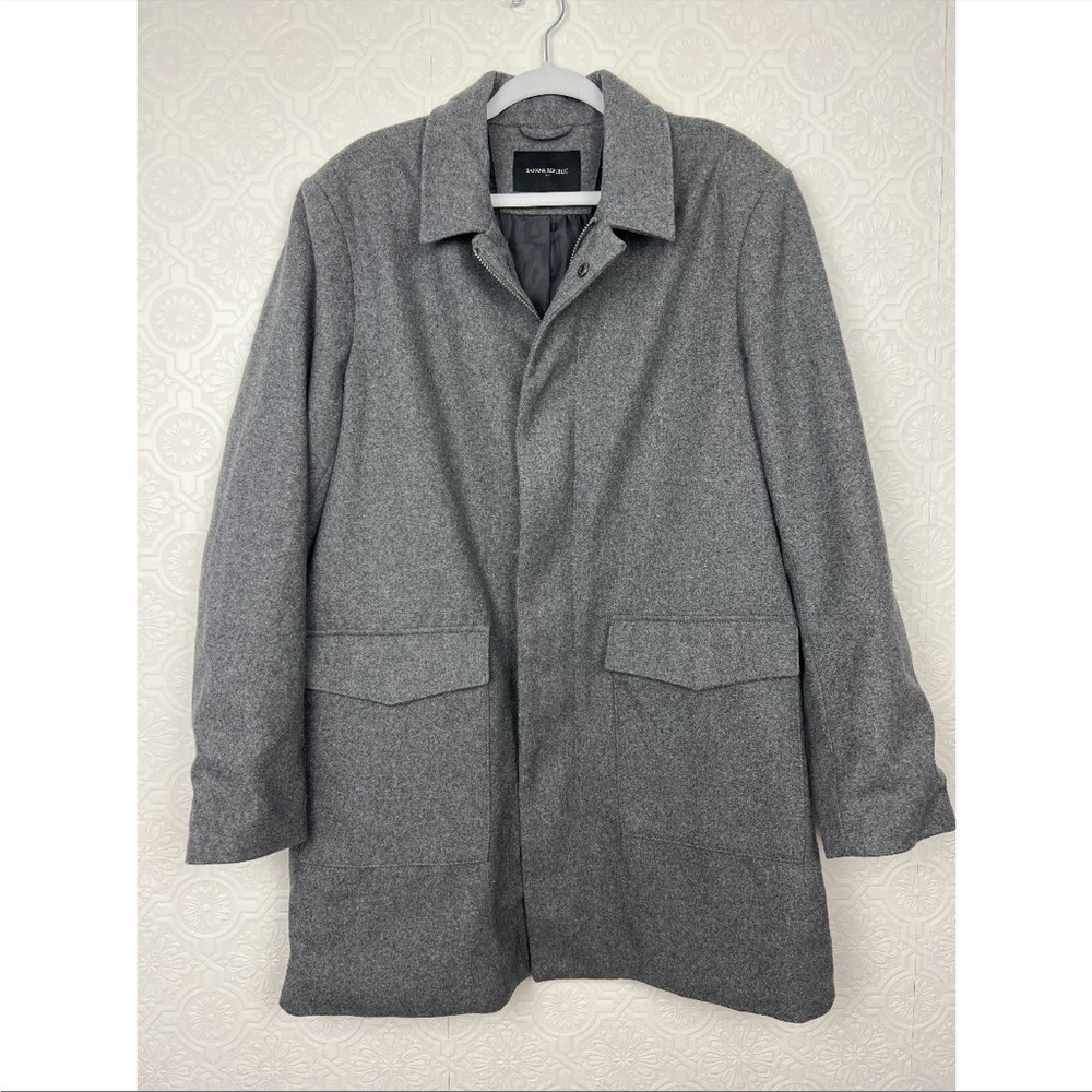 Banana Republic Wool Blend Grey Topcoat Peacoat Zipper Double Faced Coat‎ Jacket